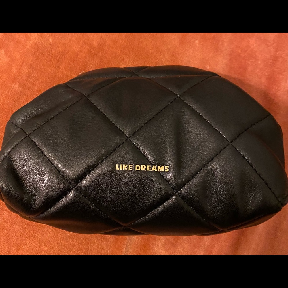 Leather make up bag/clutch with removable chain